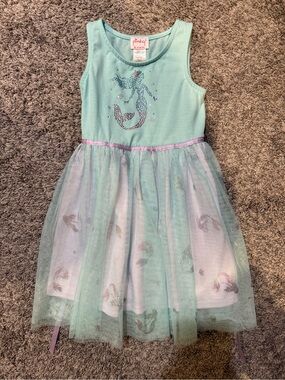 Pinky Mint Mermaid Tulle Dress with Lilac Trim